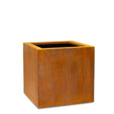 Corten steel plant cube, 38 x 38 x 38 cm