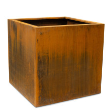 Corten steel plant cube, 68 x 68 x 68 cm