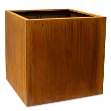 Corten steel plant cube, 78 x 78 x 78 cm