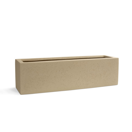 Polystone flower box table vessel, 65 x18 x 18 cm, cream