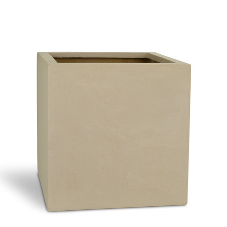 Polystone plant cube, 40 x 40 x 40 cm, cream