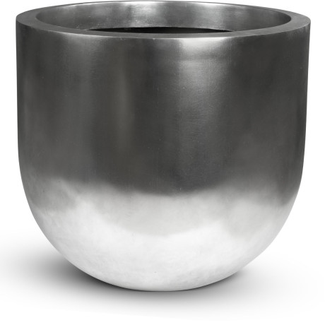 Pandora floor planter, Ø 70 cm, height 63.5 cm, silver leaf