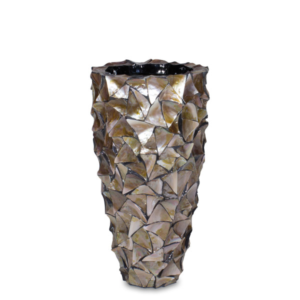 Shell floor vase, Ø 40 cm, height 77 cm, mother-of-pearl brown