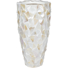 Shell floor vase, Ø 40 cm, height 77 cm, mother-of-pearl white