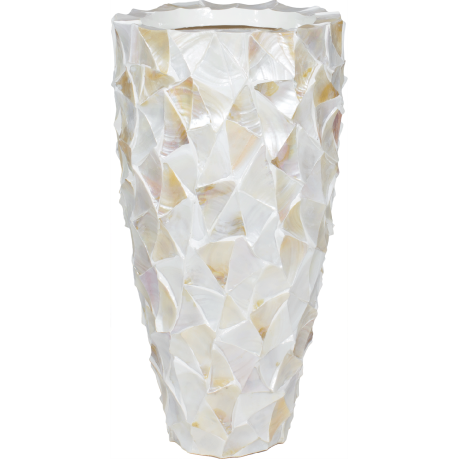 Shell floor vase, Ø 40 cm, height 77 cm, mother-of-pearl white