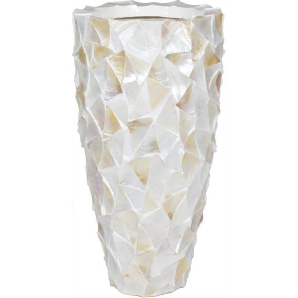 Shell floor vase, Ø 40 cm, height 77 cm, mother-of-pearl white