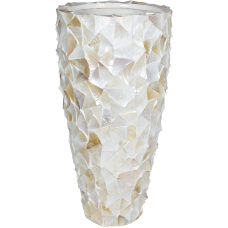 Shell floor vase, Ø 50 cm, height 96 cm, mother-of-pearl white