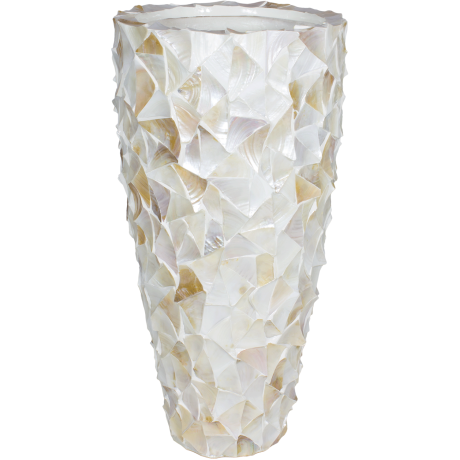 Shell floor vase, Ø 50 cm, height 96 cm, mother-of-pearl white