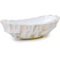 Shell bowl, 46 x 20 x 13 cm, mother-of-pearl white