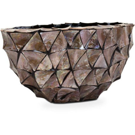 Shell planter oval, 60 x 26 x 30 cm, pearl brown