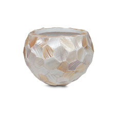 Shell planter Globe, Ø 36 cm, height 25 cm, pearl white