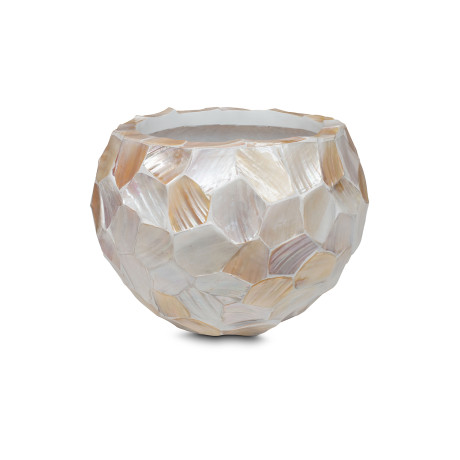 Shell planter Globe, Ø 36 cm, height 25 cm, pearl white