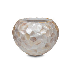 Shell planter Globe, Ø 52 cm, height 37 cm, pearl white