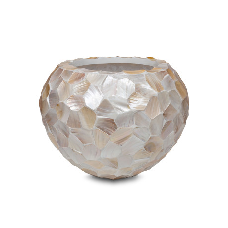 Shell planter Globe, Ø 52 cm, height 37 cm, pearl white