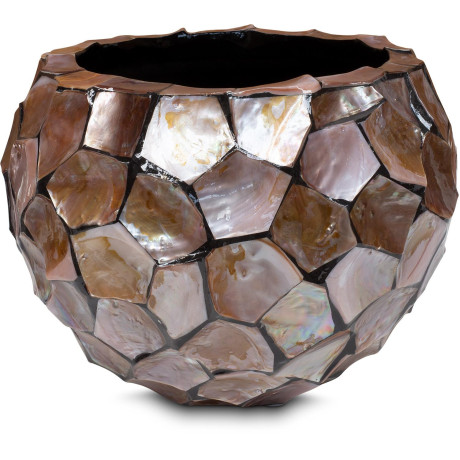 Shell planter Globe, Ø 36 cm, height 25 cm, pearl brown