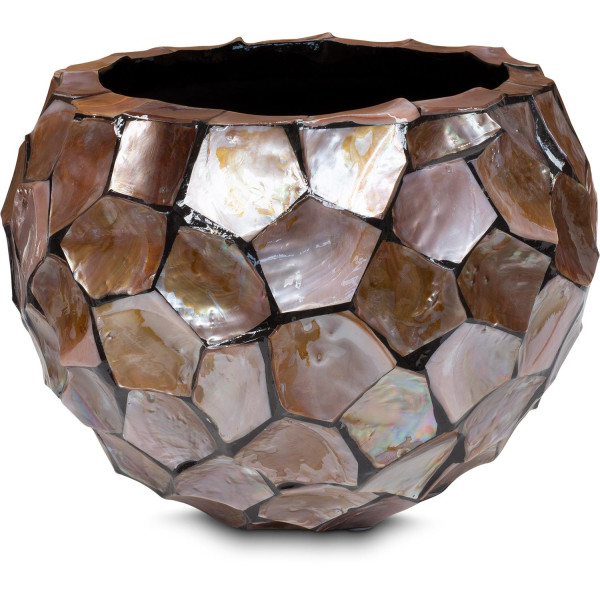 Shell planter Globe, Ø 36 cm, height 25 cm, pearl brown