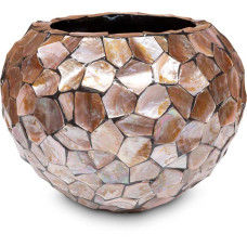 Globe shell planter, Ø 52 cm, height 37 cm, mother-of-pearl brown