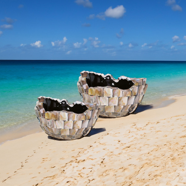 Shell bowl, Ø 60 cm, height 33 cm, mother of pearl brown