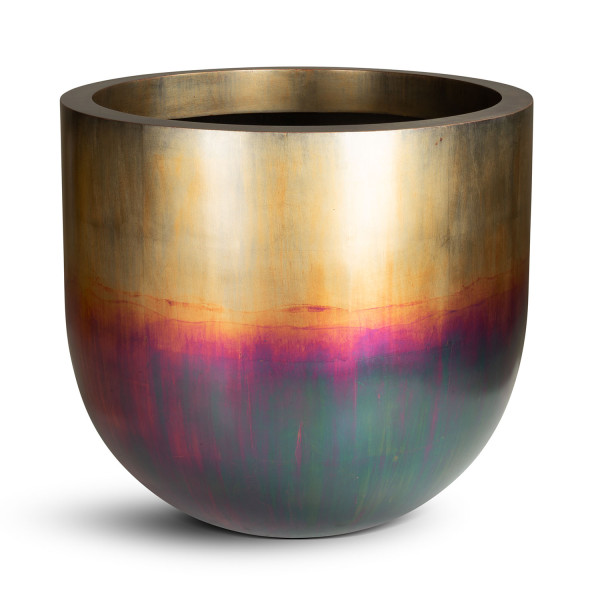 Pandora floor planter, Ø 55 cm, height 50 cm, oxidized brass